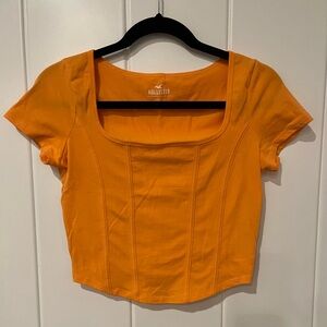 Hollister Women's Orange Square Neck Top